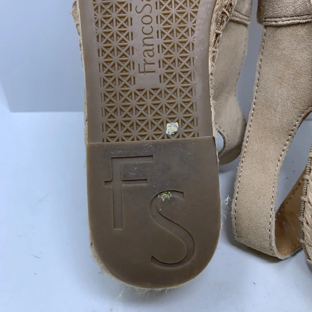Franco Sarto Womens 7.5M Tan Suede Leanne Espadrille Wedge Sandals